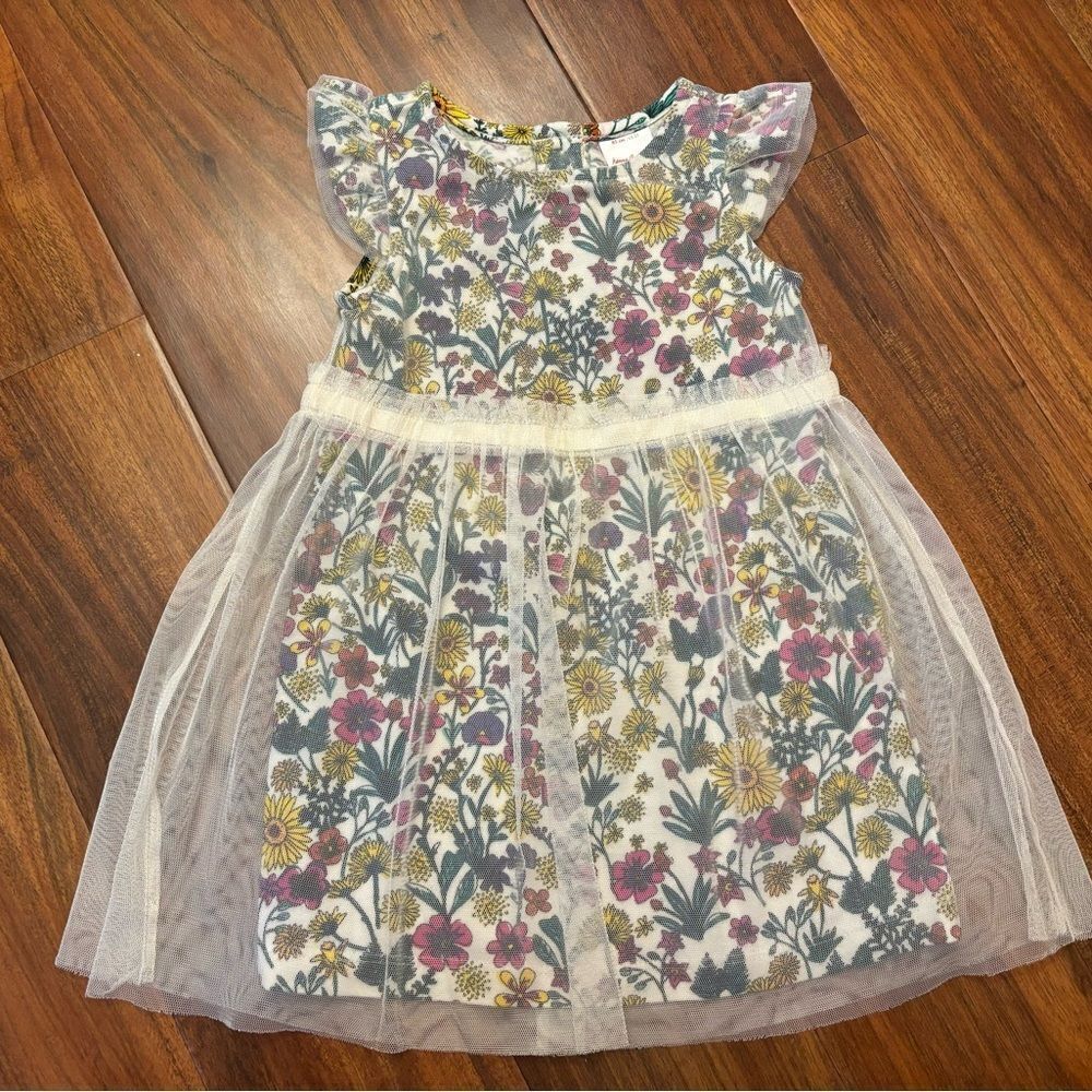 Hanna Andersson white tulle wildflower short sleeve dress